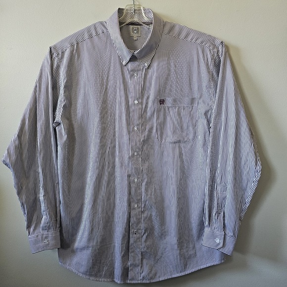 Cinch Other - Cinch Western Shirt‎ Men's XL Long Sleeve Button Down Striped Red White Burgundy